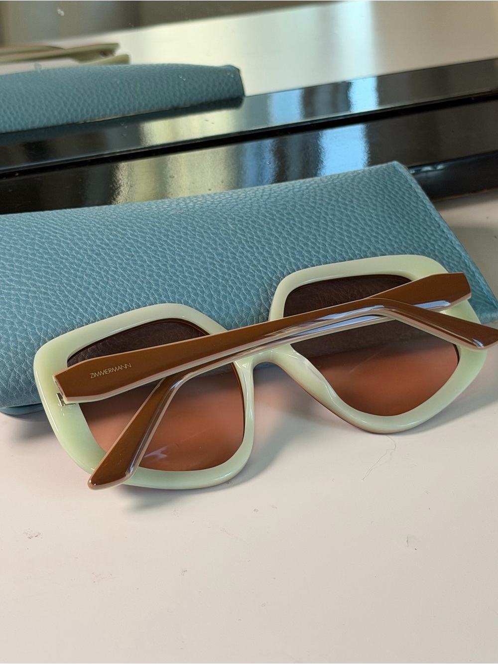 Zimmermann Two-Tone Brown & Cream Oversized Square Sunglasses - Picture 4 of 7